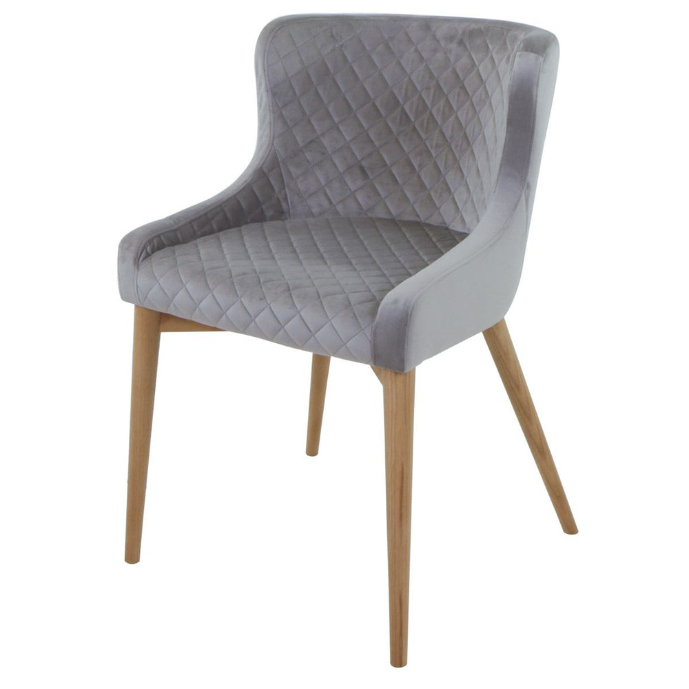 Chaise accoudoirs gris clair velours PARIS