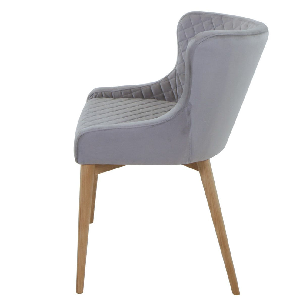 Chaise accoudoirs gris clair velours PARIS