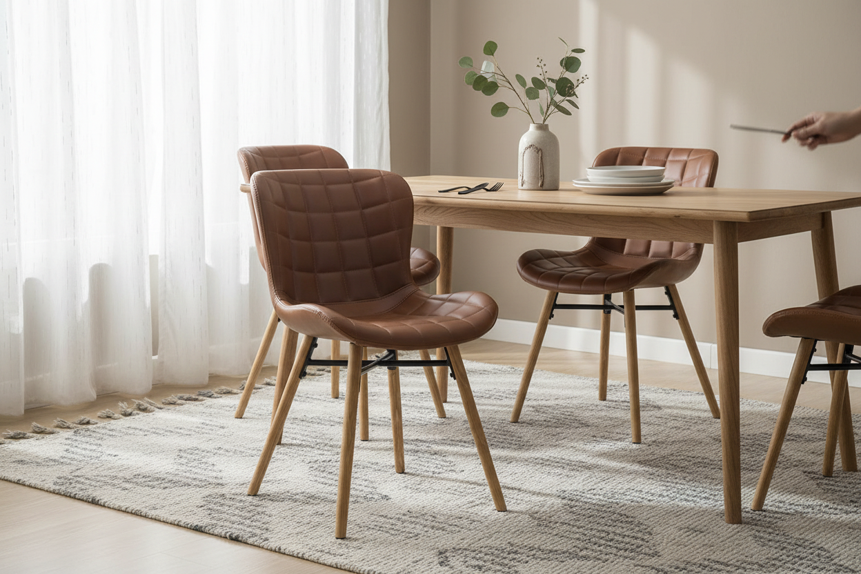 Photo lifestyle chaise KERMA PU marron