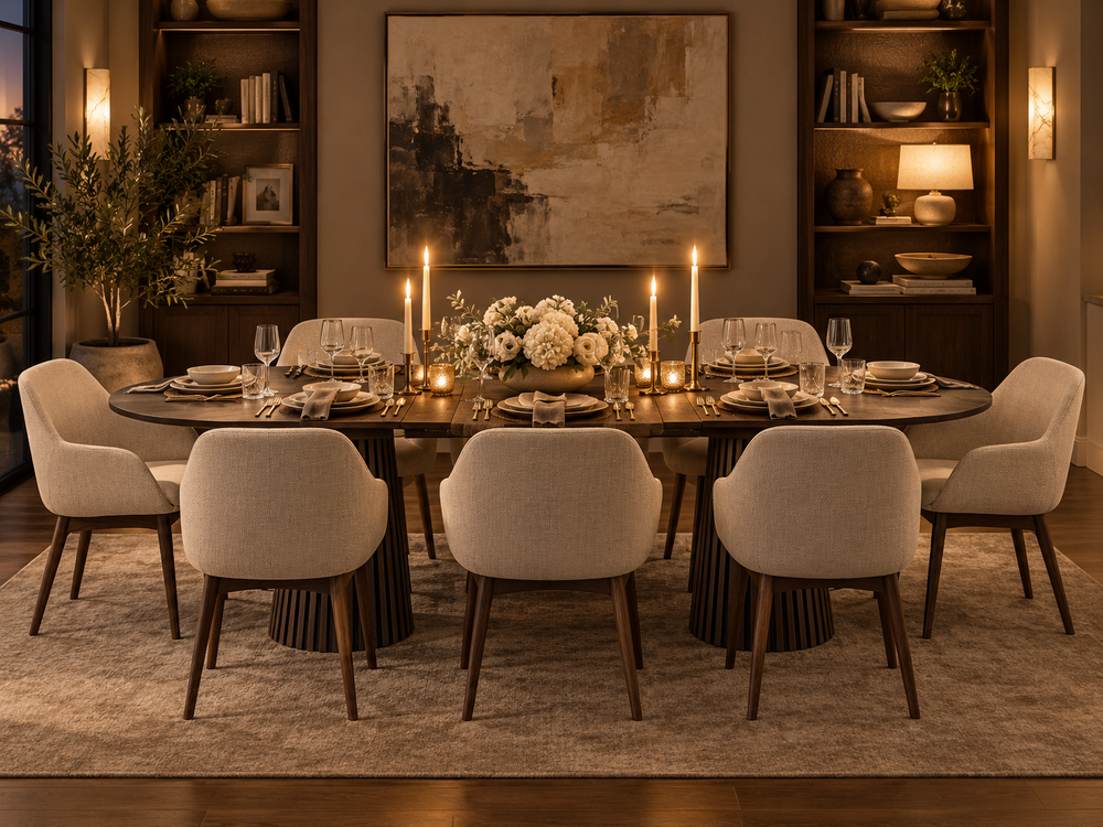 Table repas D120 avec 3 allonges placage Chêne Foncé