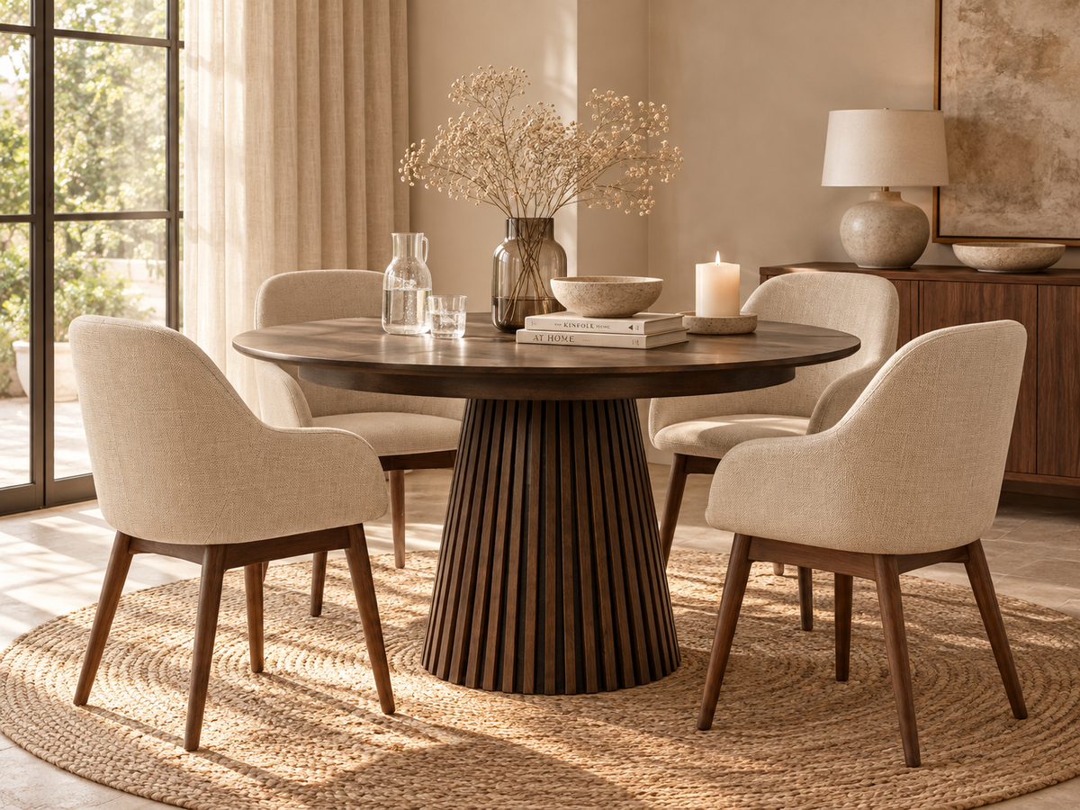 Table repas D120 avec 3 allonges placage Chêne Foncé