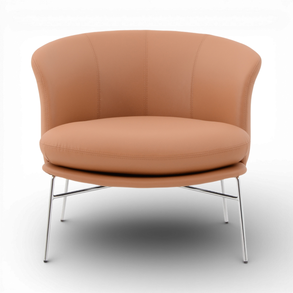 Fauteuil imitation cuir camel