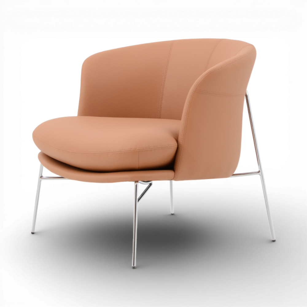 Fauteuil imitation cuir camel