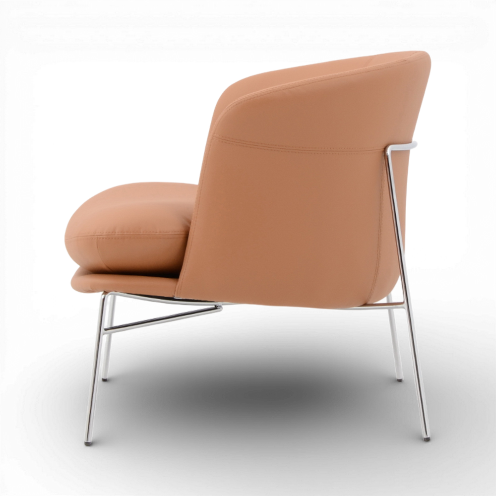Fauteuil imitation cuir camel