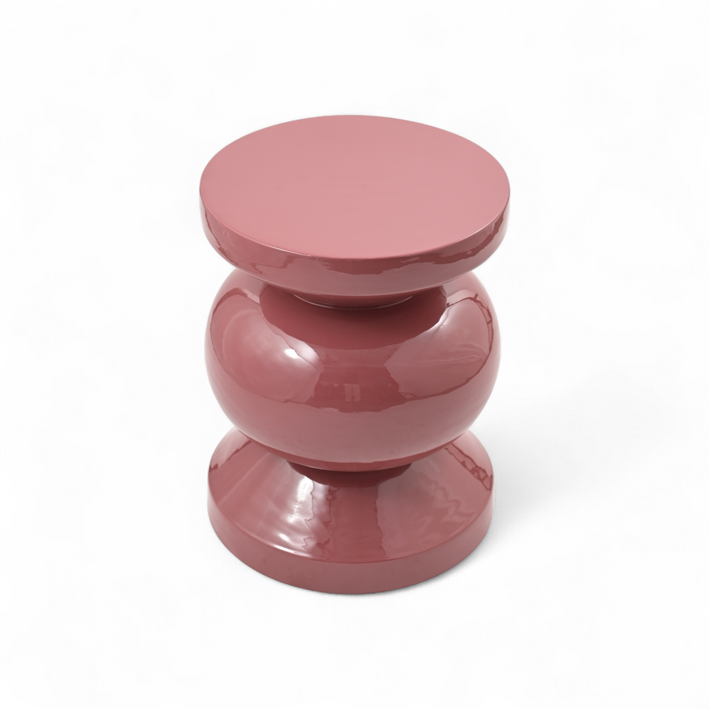 Bout de canapé rond émail framboise