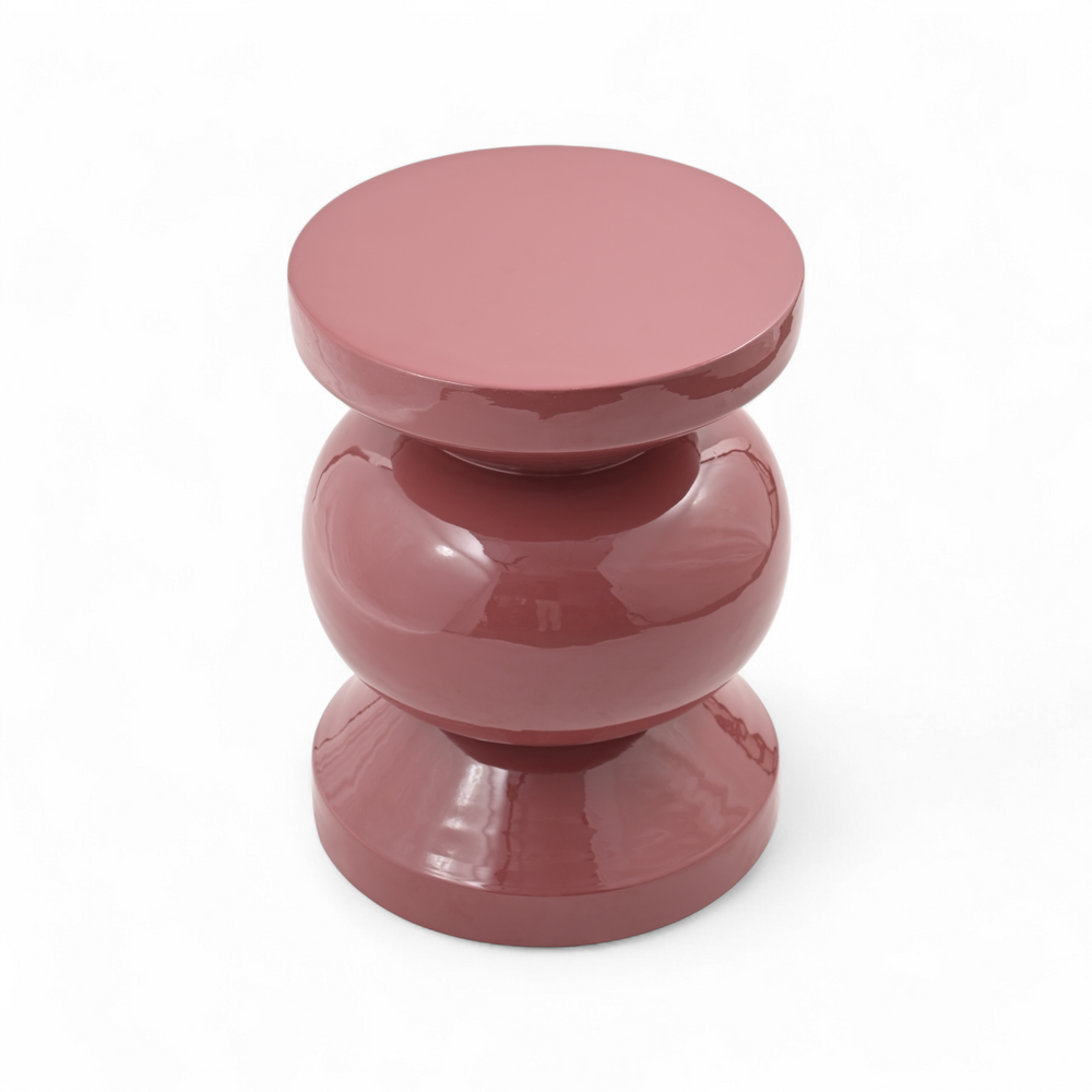 Bout de canapé rond émail framboise