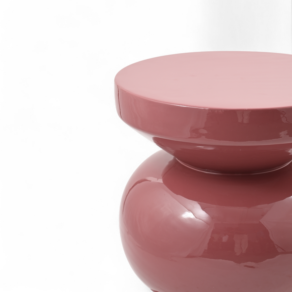 Bout de canapé rond émail framboise