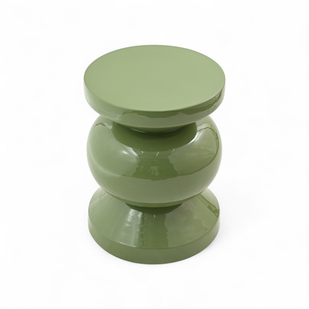 Bout de canapé rond émail vert