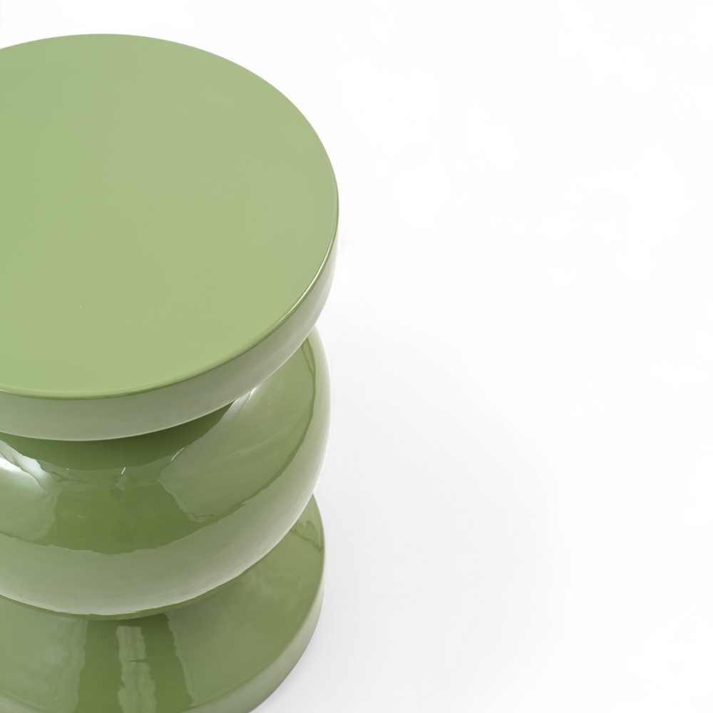 Bout de canapé rond émail vert