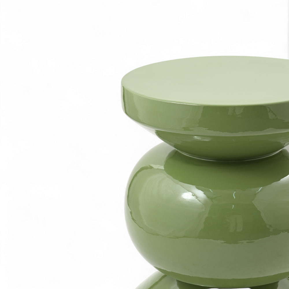 Bout de canapé rond émail vert
