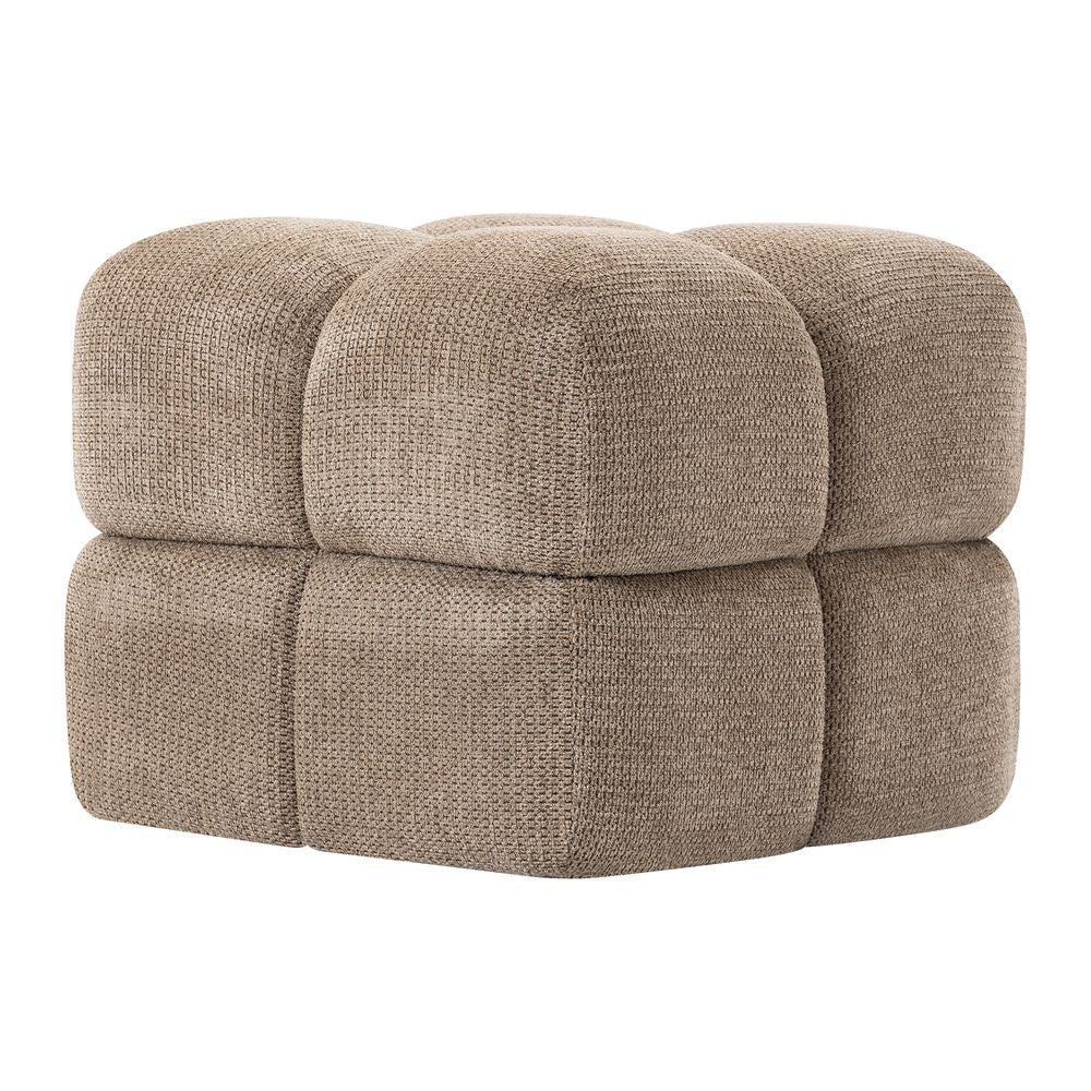 Pouf  tissu texturé camel