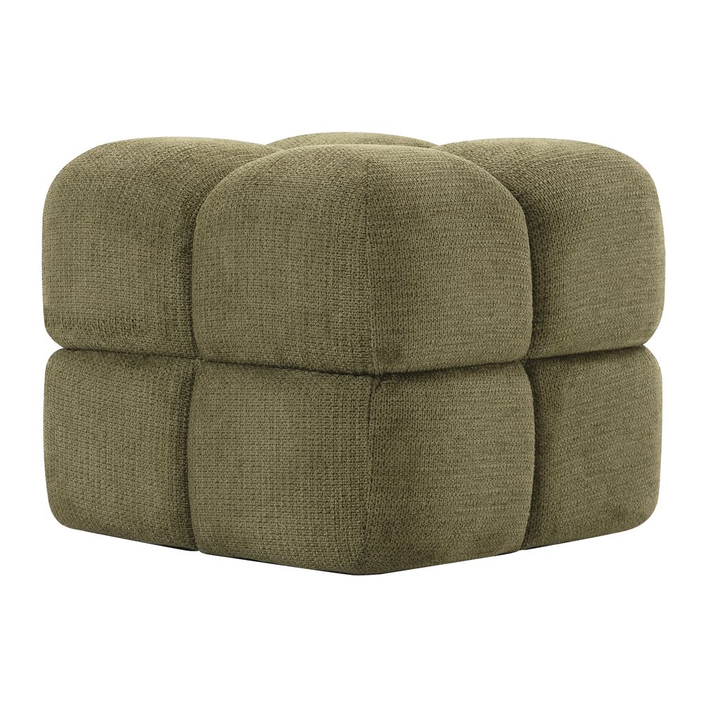 Pouf  tissu texturé kaki