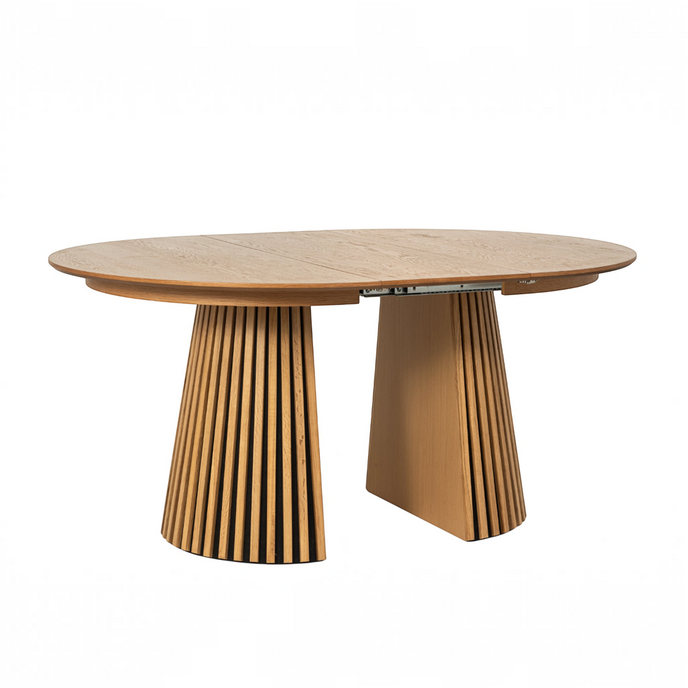 Table repas D120 avec 3 allonges placage Chêne clair