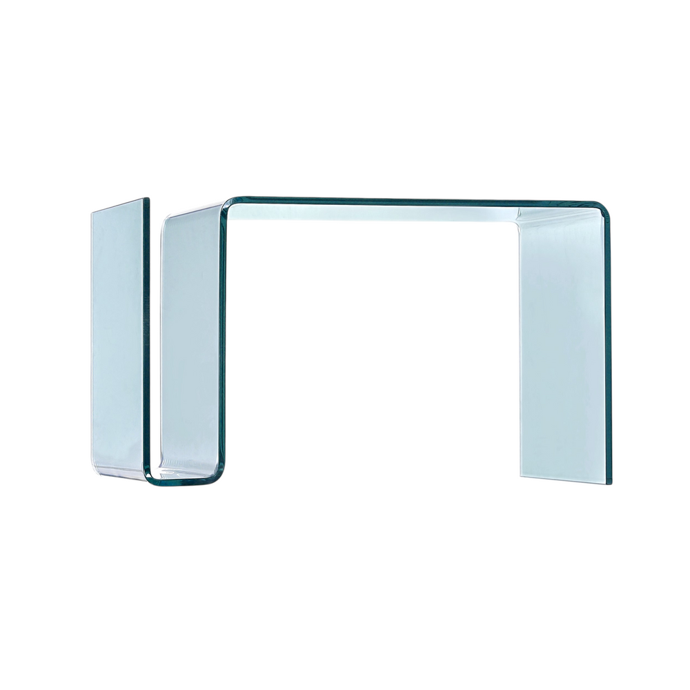 Table basse ou bout de canapé en verre trempé transparent