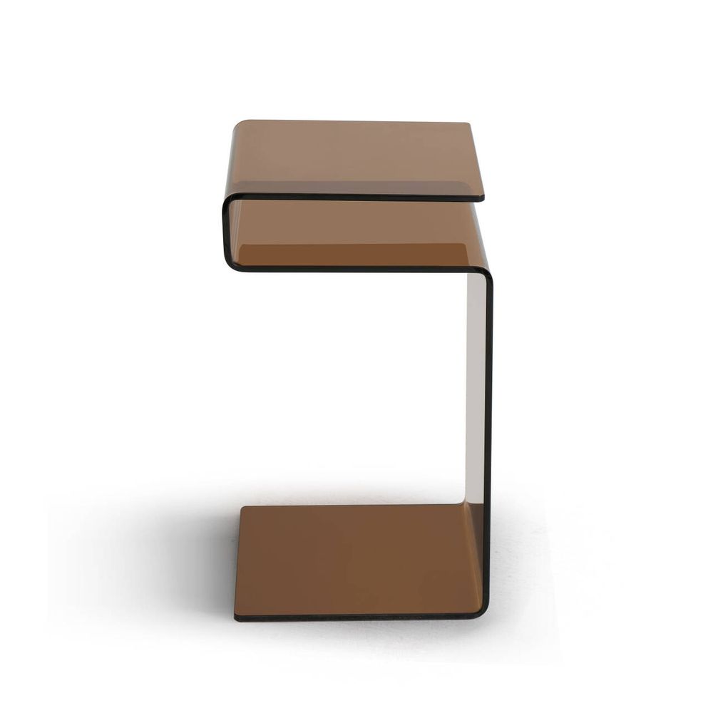 Table basse ou bout de canapé en verre trempé marron