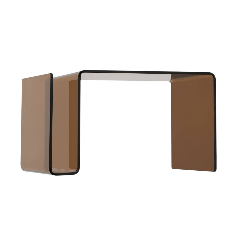 Table basse ou bout de canapé en verre trempé marron