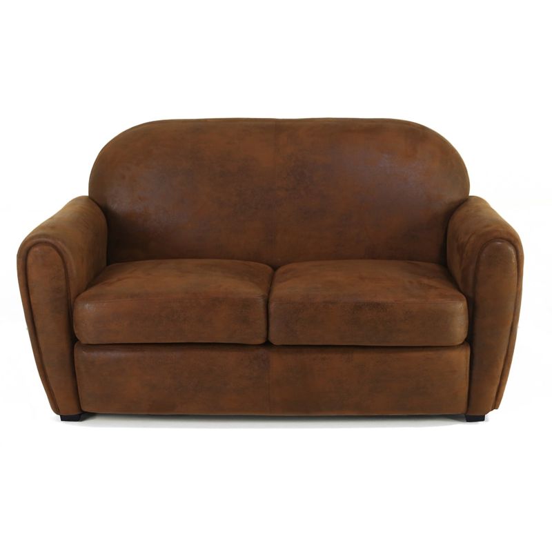 Canapé Club Microfibre Marron 2 places