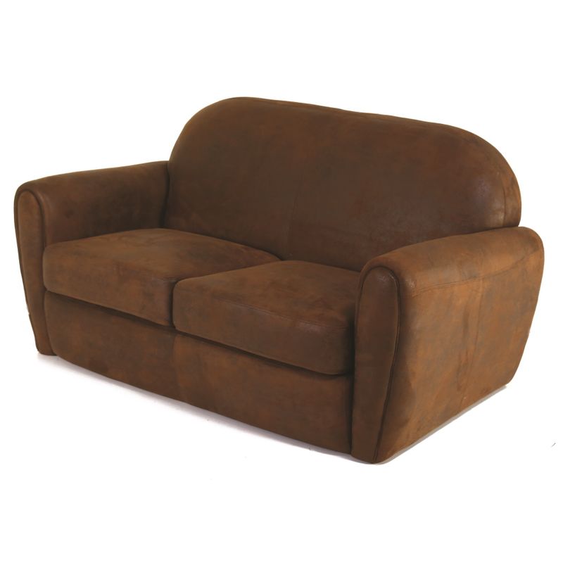 Canapé Club Microfibre Marron 2 places