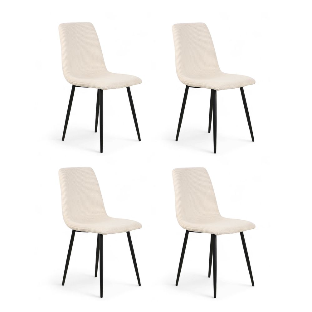 Chaise repas velours côtelé écru