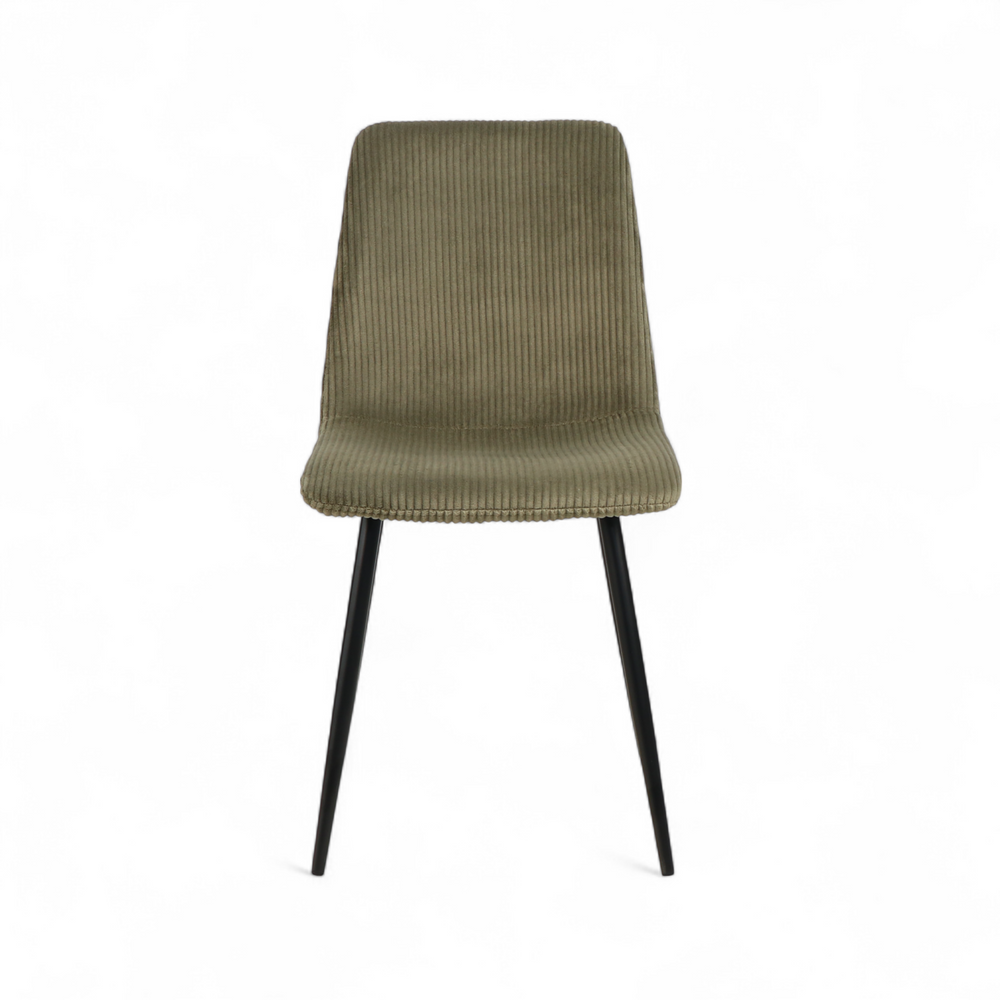 Chaise repas velours côtelé kaki