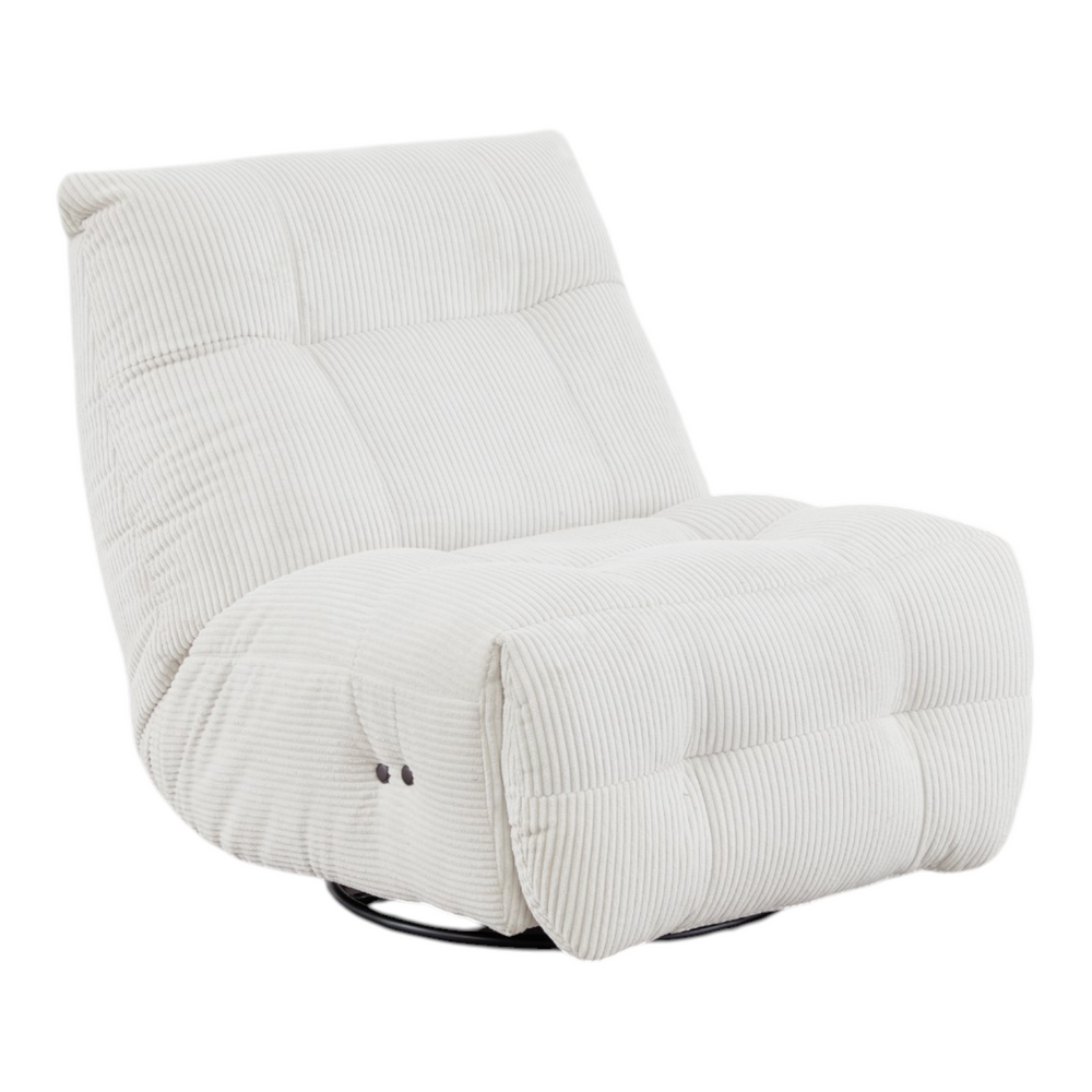 Fauteuil relax velours côtelé blanc