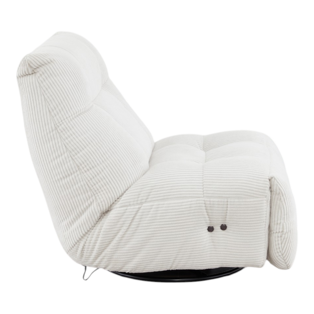 Fauteuil relax velours côtelé blanc