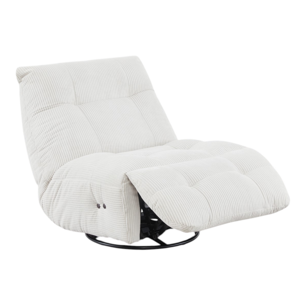 Fauteuil relax velours côtelé blanc