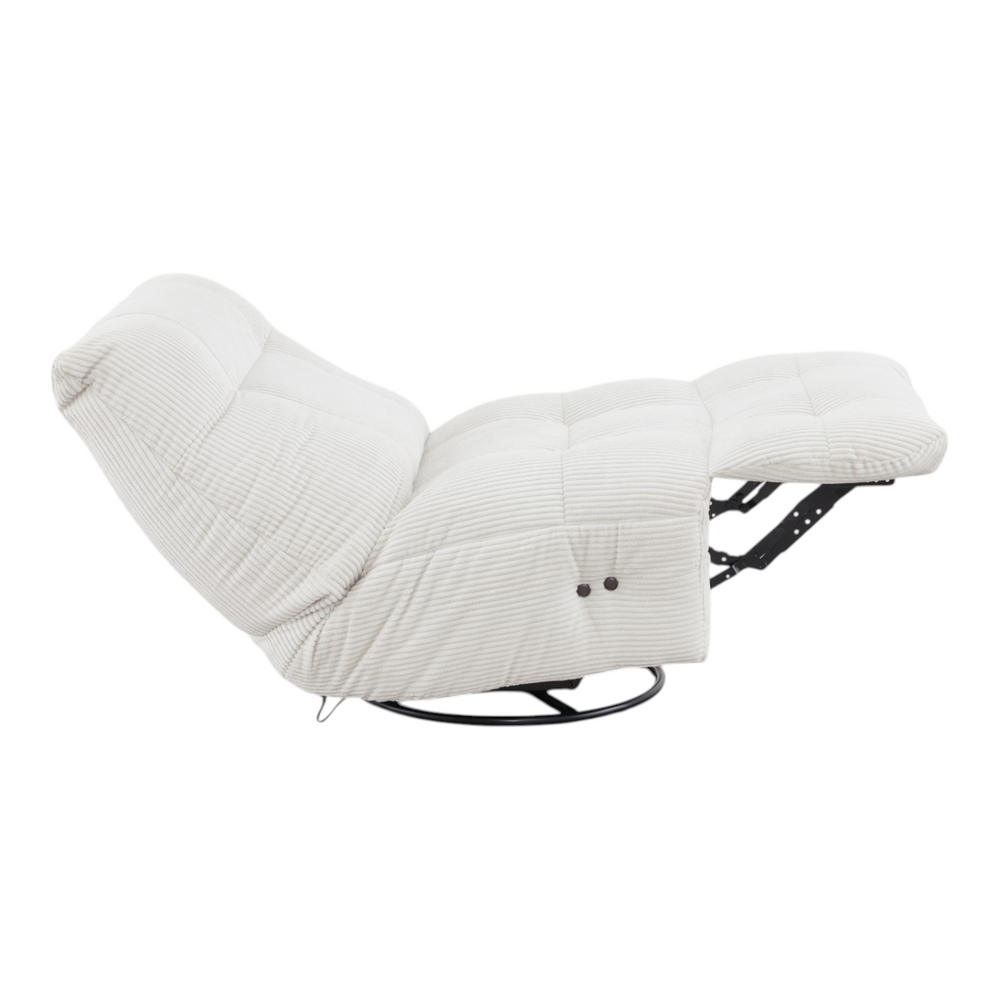 Fauteuil relax velours côtelé blanc