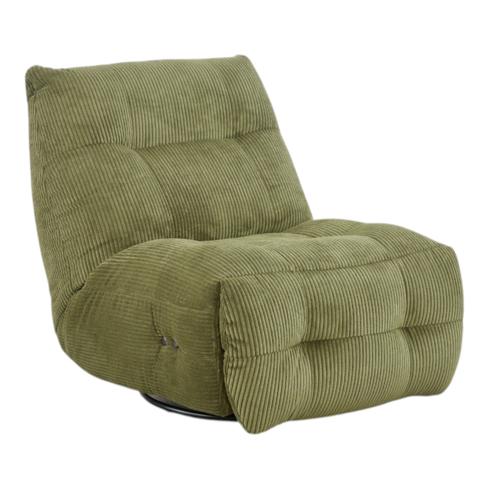 Fauteuil relax velours côtelé vert