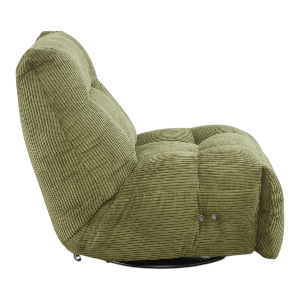 Fauteuil relax velours côtelé vert