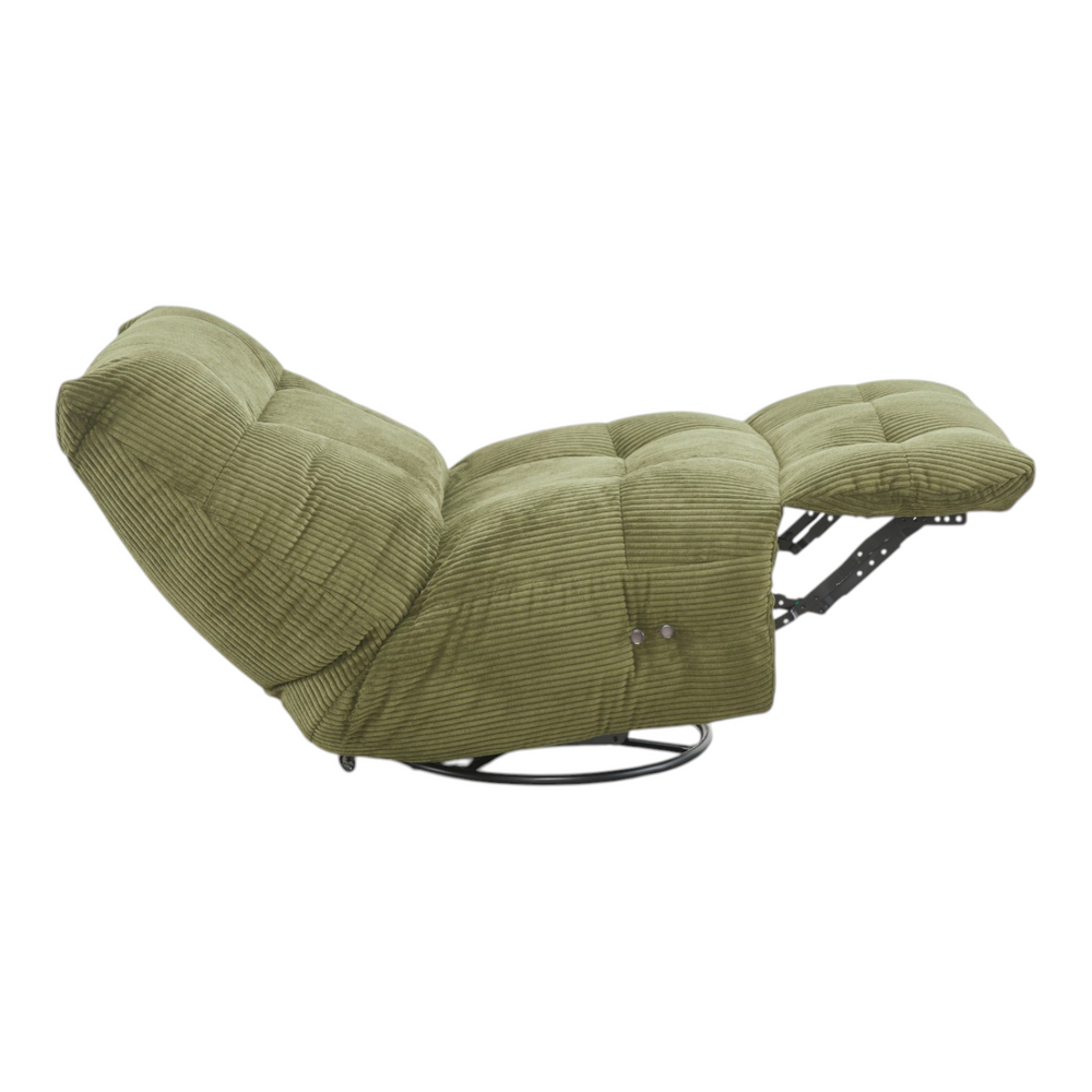 Fauteuil relax velours côtelé vert