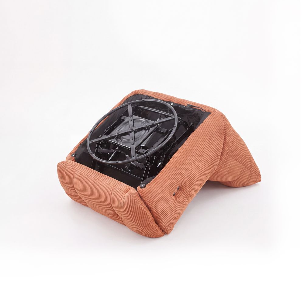 Fauteuil relax velours côtelé orange