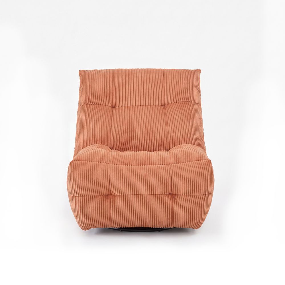 Fauteuil relax velours côtelé orange