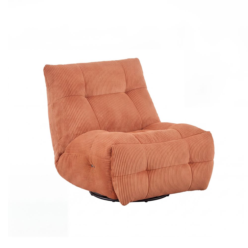 Fauteuil relax velours côtelé orange