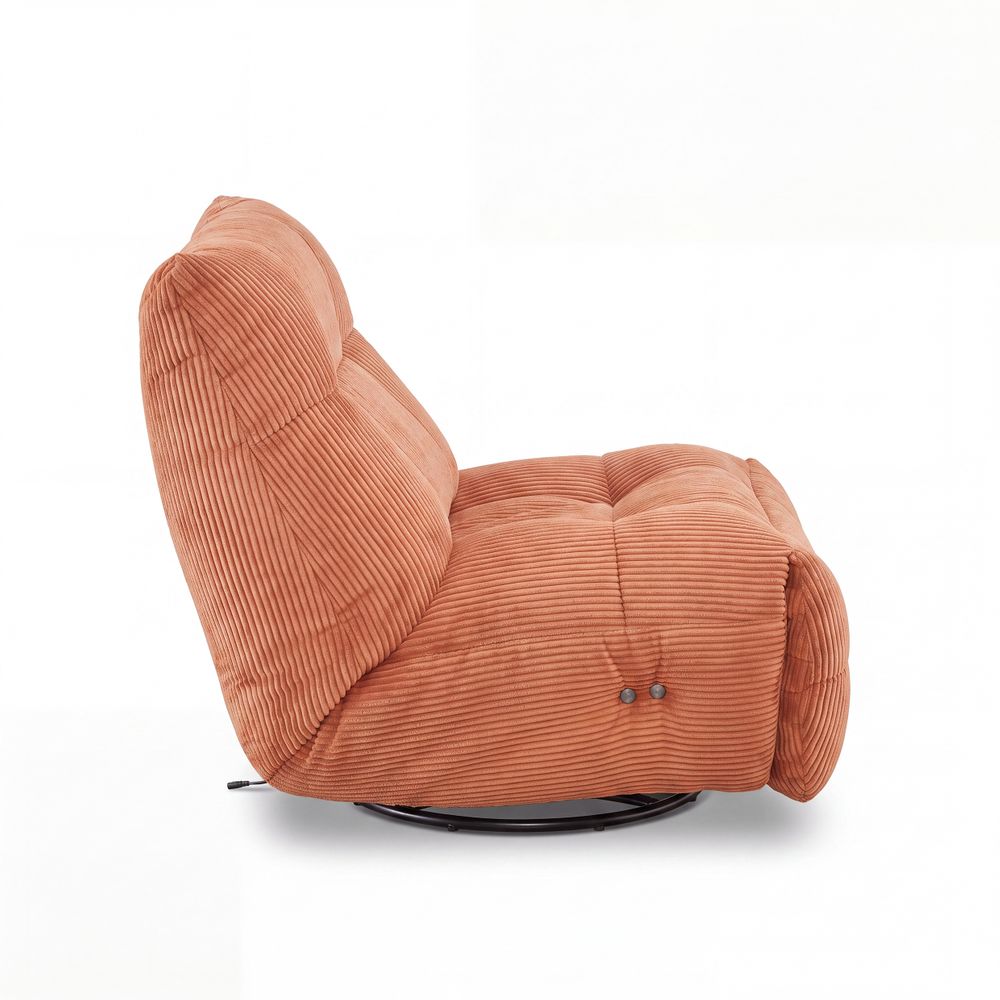 Fauteuil relax velours côtelé orange
