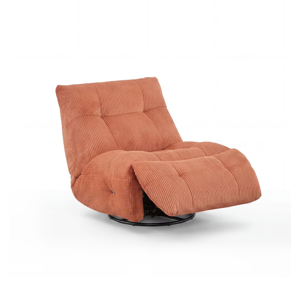 Fauteuil relax velours côtelé orange
