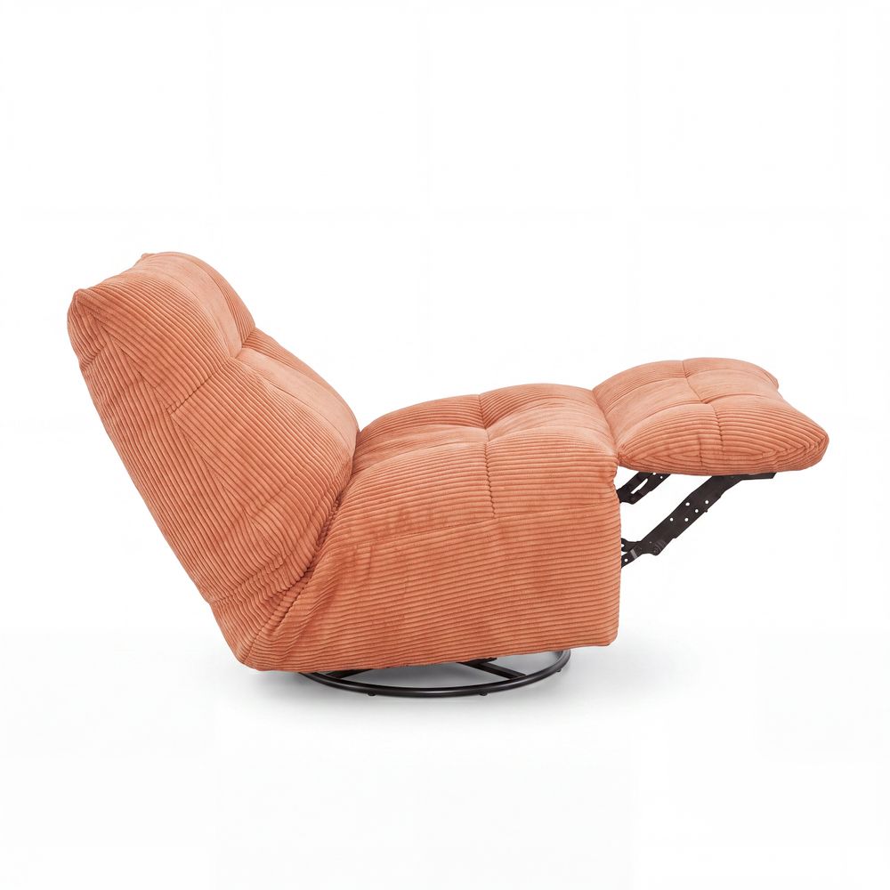 Fauteuil relax velours côtelé orange