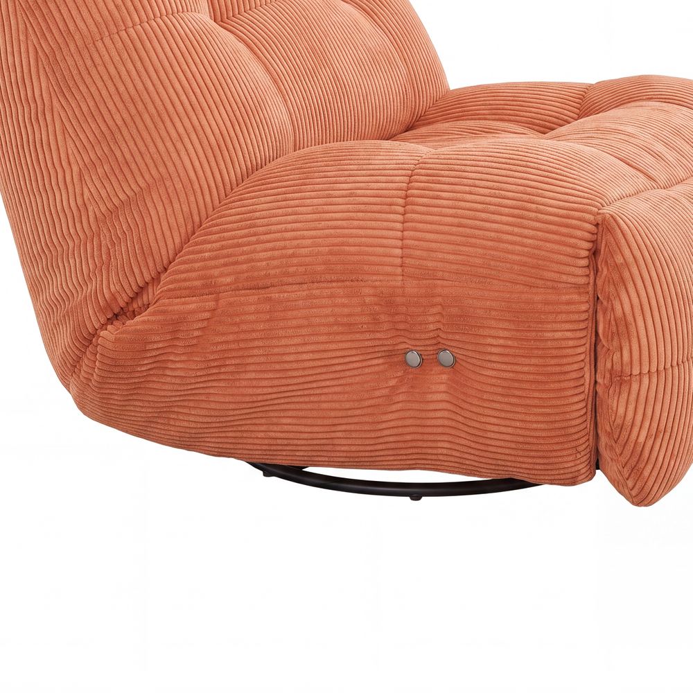 Fauteuil relax velours côtelé orange