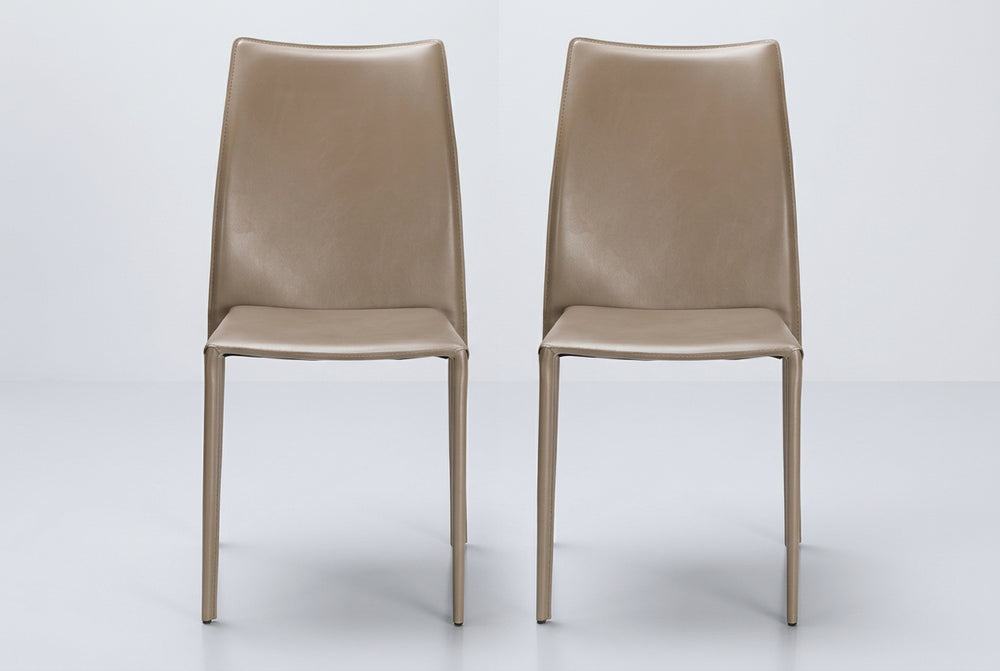 Lot de 2 chaises de repas en synderme sable SOLENE