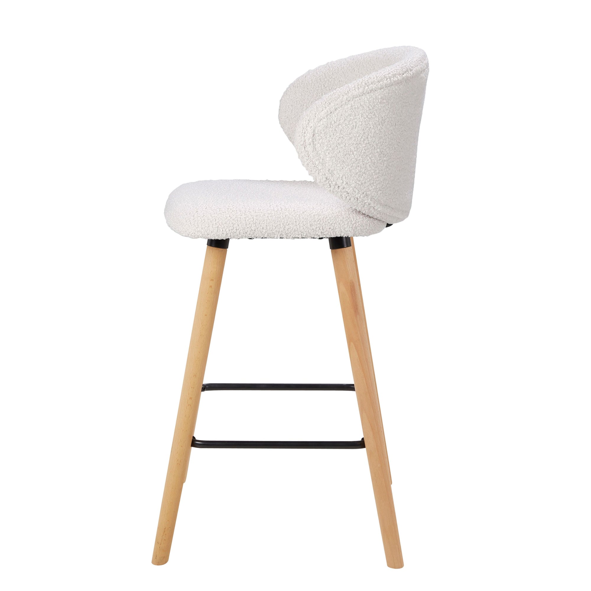 Chaise snack tissu effet laine bouclée blanche h 65cm Tiago