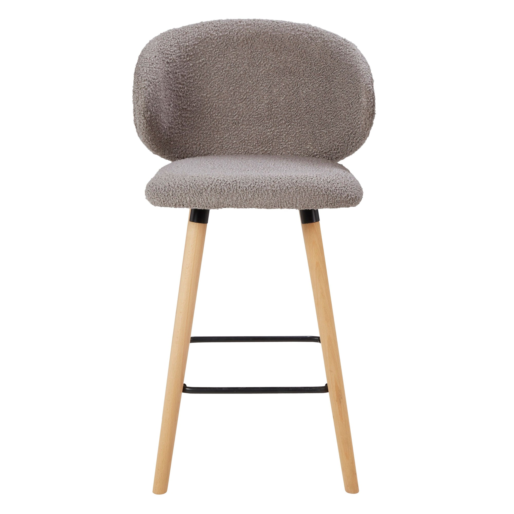 Chaise snack tissu effet laine bouclée taupe h 65cm Tiago
