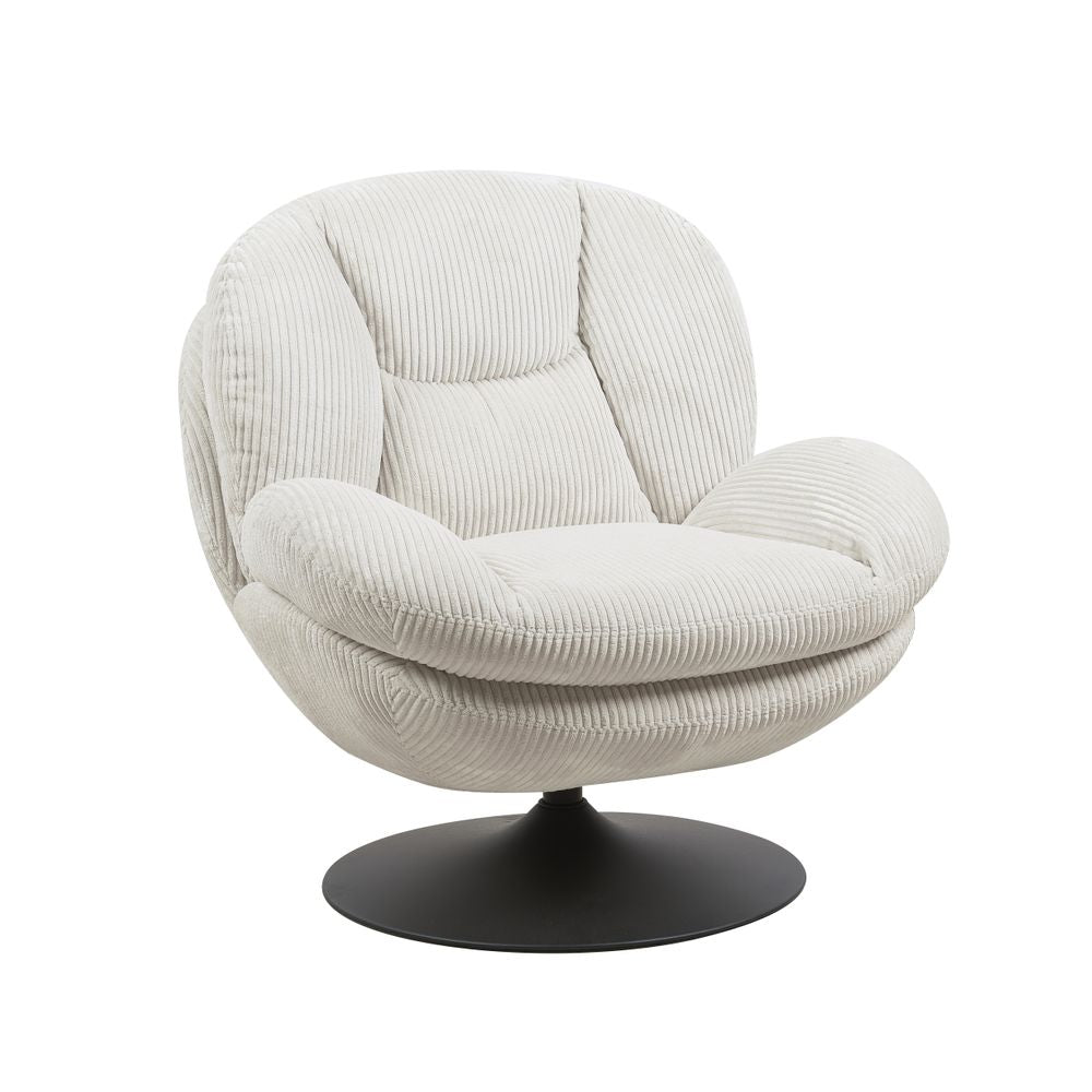 Fauteuil pivotant velours côtelé blanc