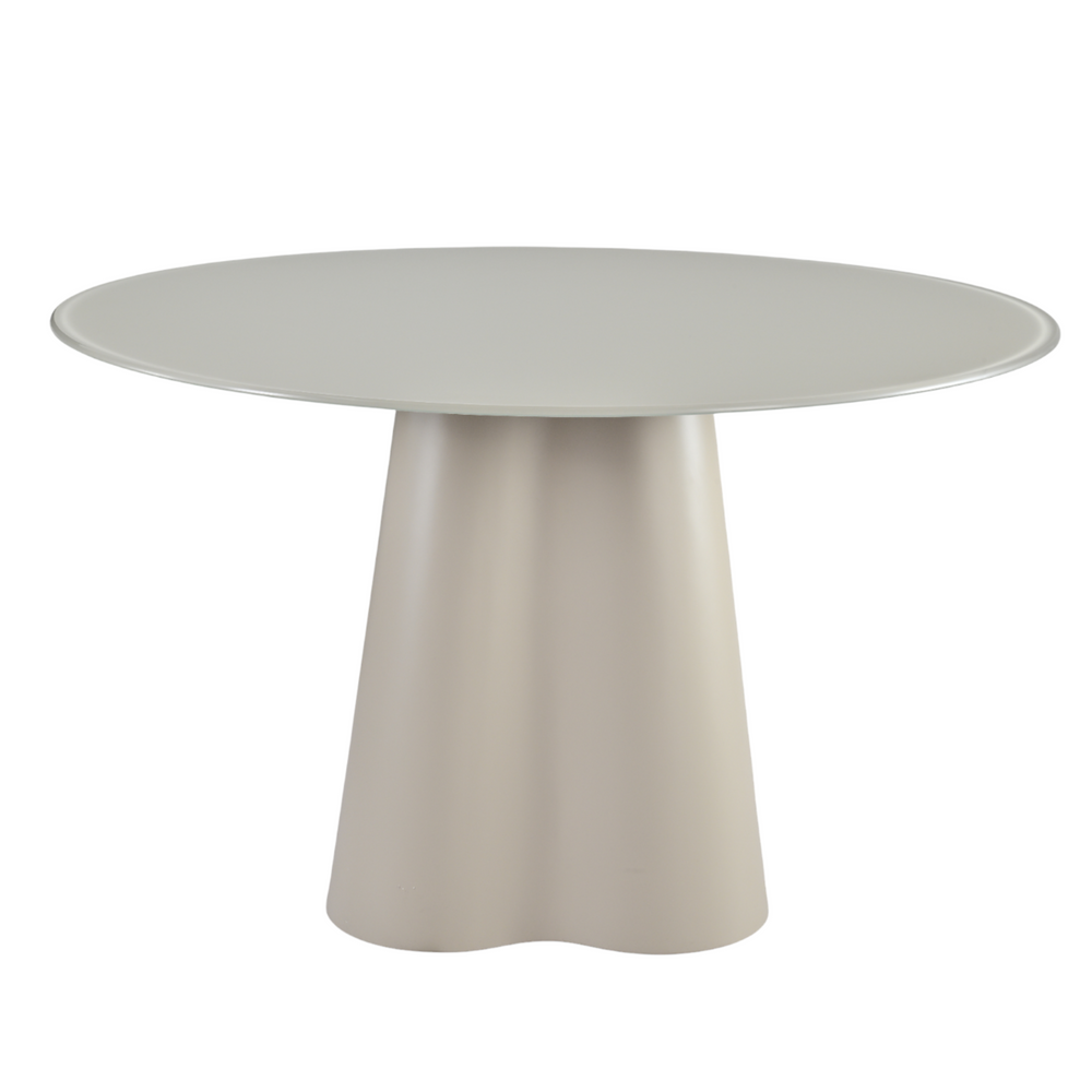 Table repas D120 en verre beige mat