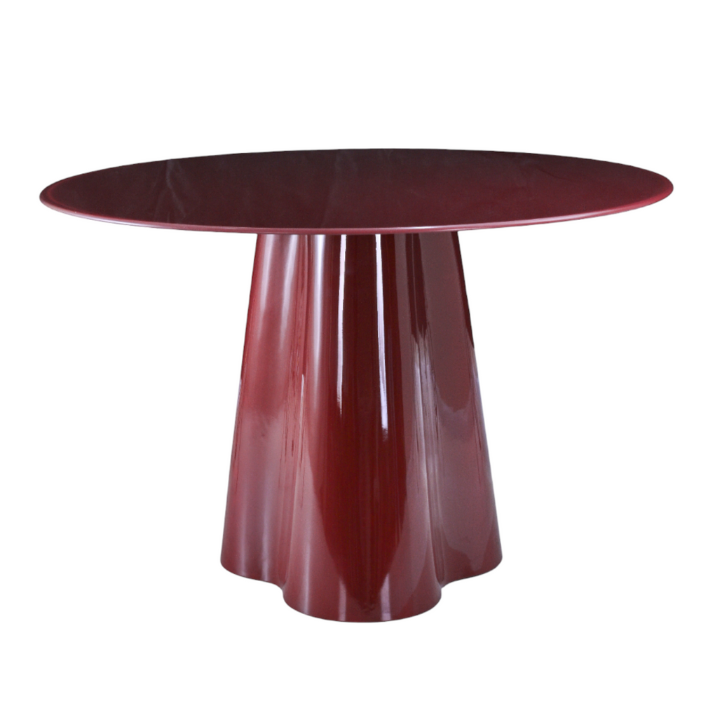 Table repas D120 en verre rouge brillant