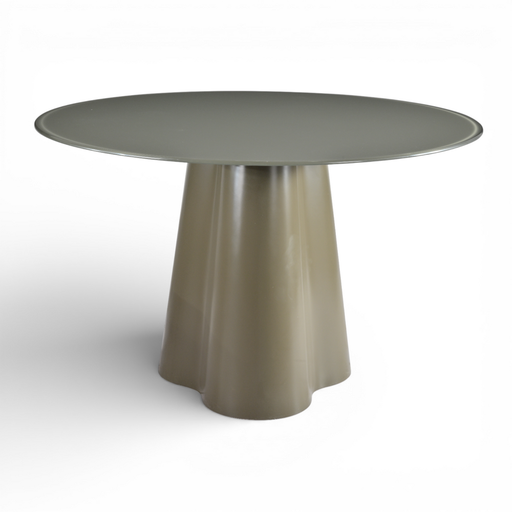 Table repas D120 en verre vert mat