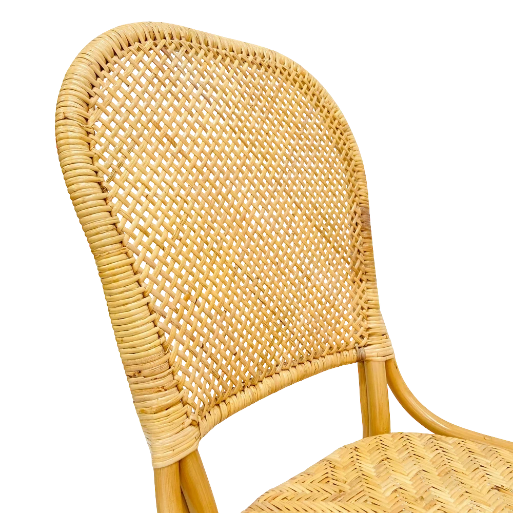 Chaise repas ZAGO STORE en rotin naturel avec dossier tressé au style bohème artisanal