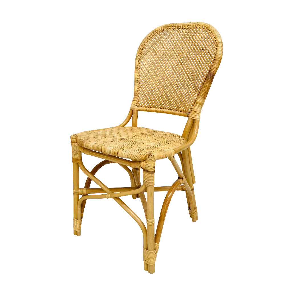 Chaise repas ZAGO STORE en rotin naturel tressé au style bohème avec dossier arrondi