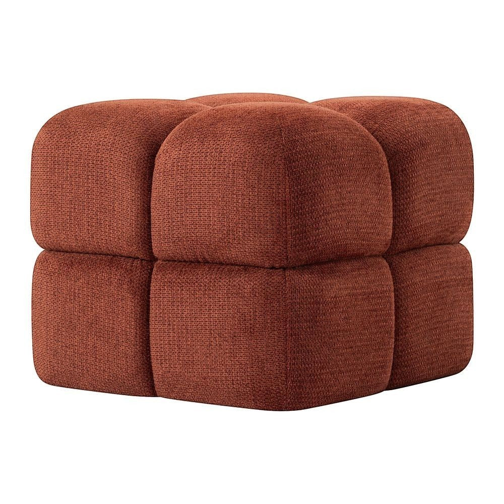 Pouf ZAGO STORE bordeaux en tissu texturé au design cubique moderne et confortable pour salon ou chambre