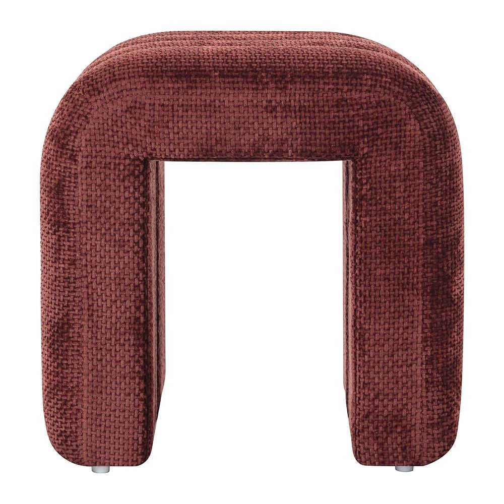 Pouf ZAGO STORE en tissu chenillé bordeaux au design contemporain en forme de U