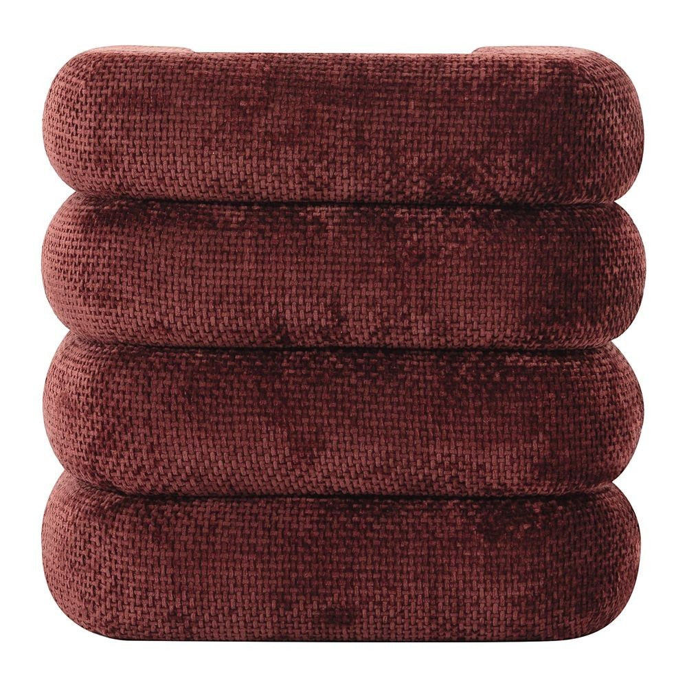 Pouf ZAGO STORE en tissu chenillé bordeaux au design contemporain et texturé